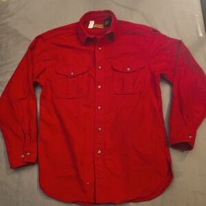 Vintage Red Eddie Bauer Chamois Shirt Made In USA EUC Medium Cotton Flannel